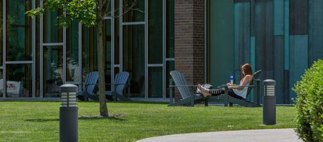 Student studying outdoors